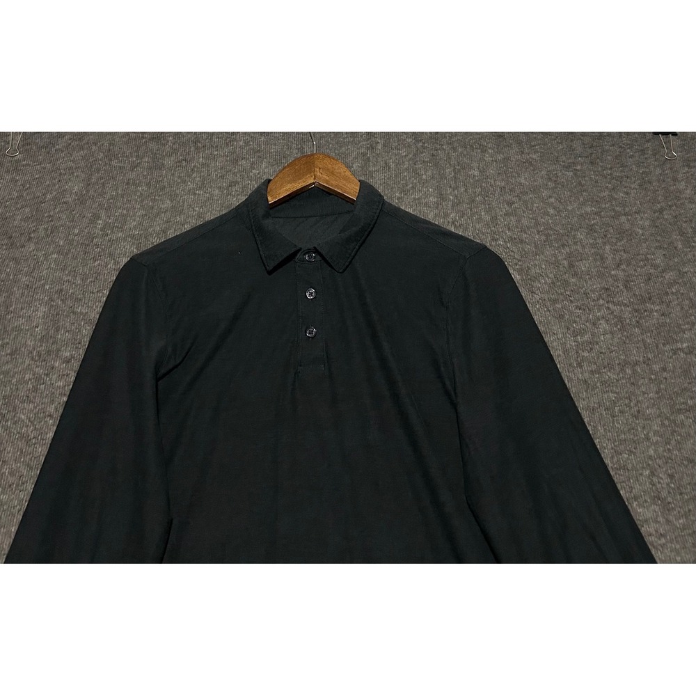 Vuori Strato Tech Long Sleeve Polo Mens small heather Charcoal Athletic V1006